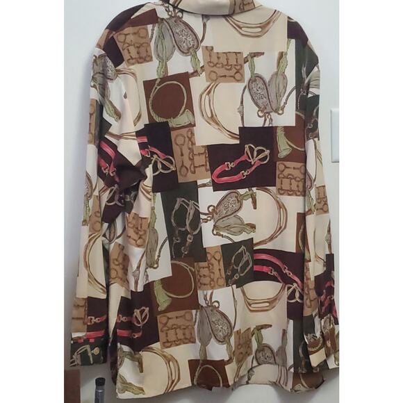 Vintage Susan Graver Blouse Women Patchwork Shirt Plus 3X Business Casual Office - Picture 2 of 6